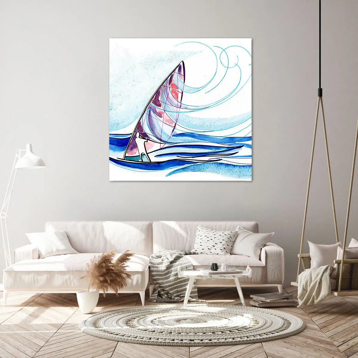 Impression sur toile - Image sur toile - Avec le vent au rythme des vagues - 40x40 cm