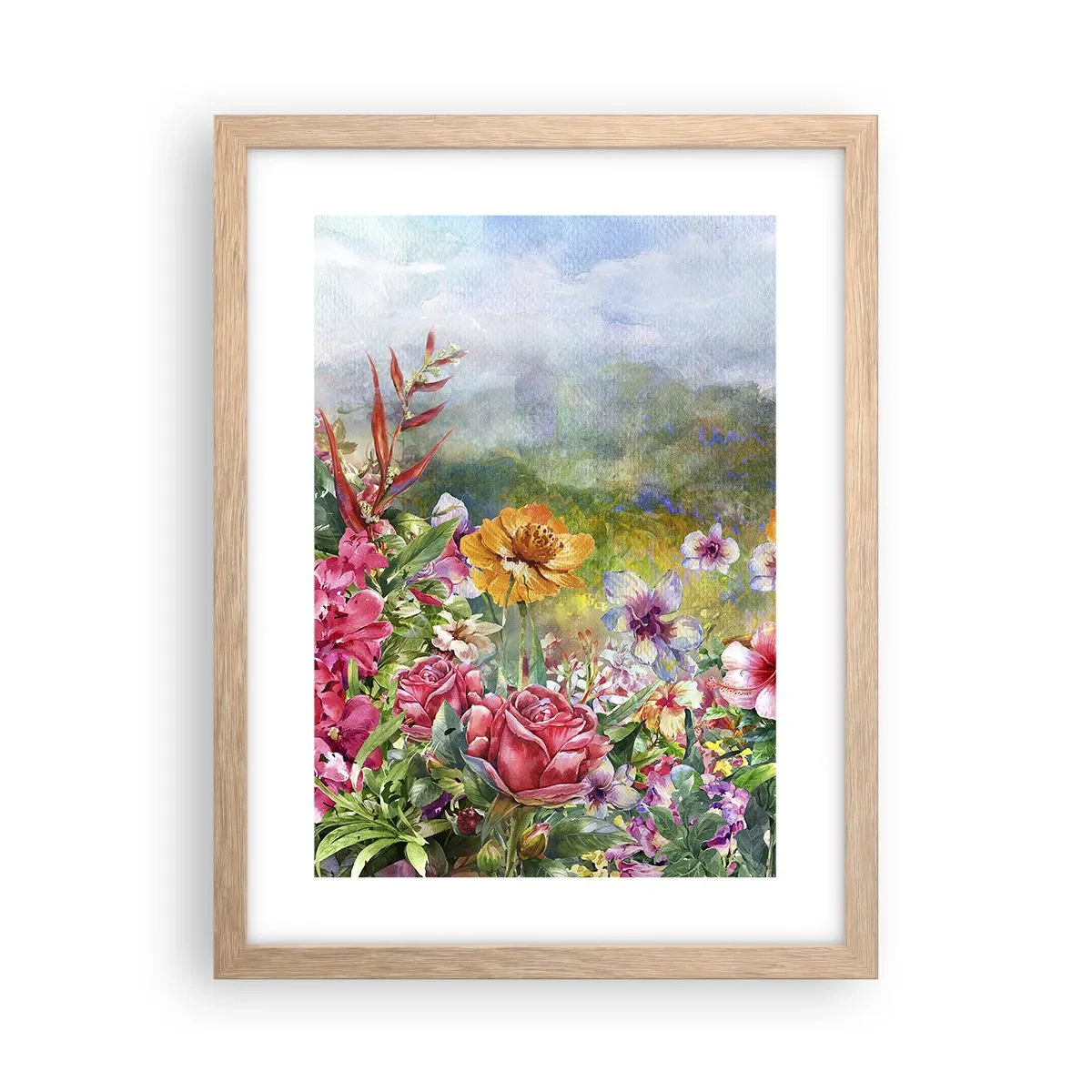 Affiche dans un chêne clair - Poster - Un jardin devenu fou - 30x40 cm