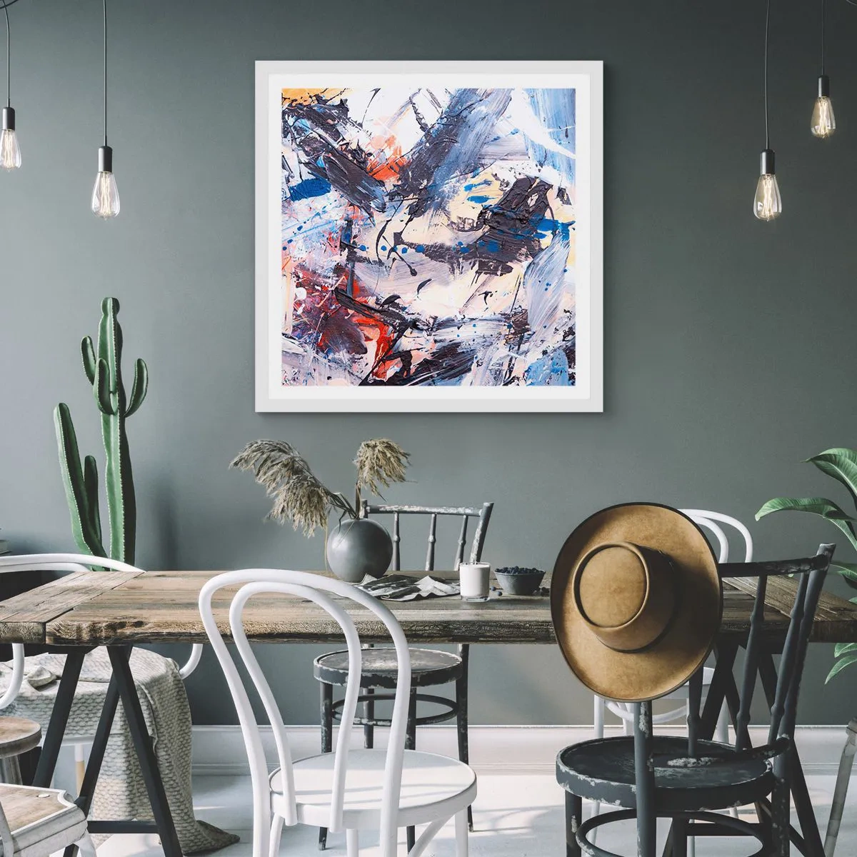 Affiche dans un cadre blanc - Poster - La danse folle de l'abstrait - 30x30 cm