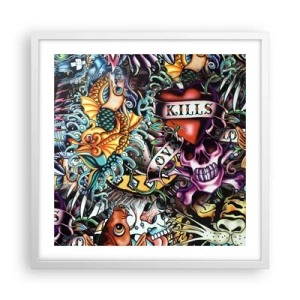 Affiche dans un cadre blanc - Poster - Le rêve du tatoueur - 50x50 cm