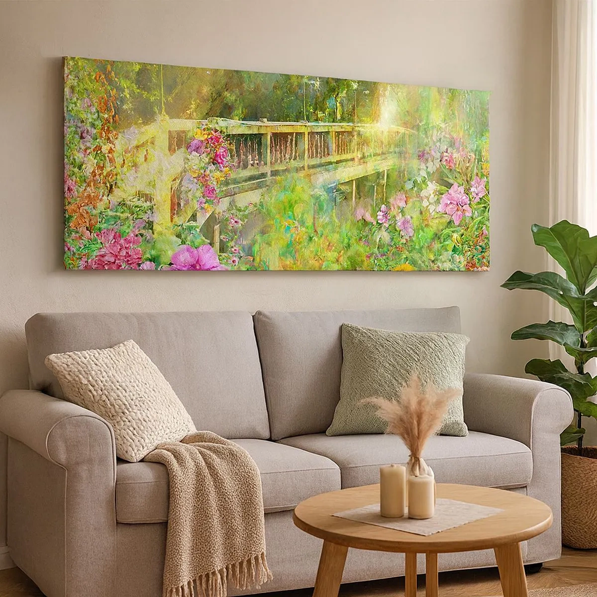 Impression sur toile - Image sur toile - Le soupire d'un pont de printemps - 100x40 cm