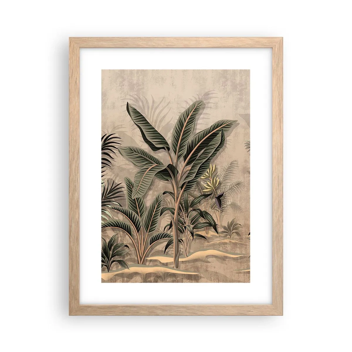 Affiche dans un chêne clair - Poster - Une gravure de style colonial - 30x40 cm