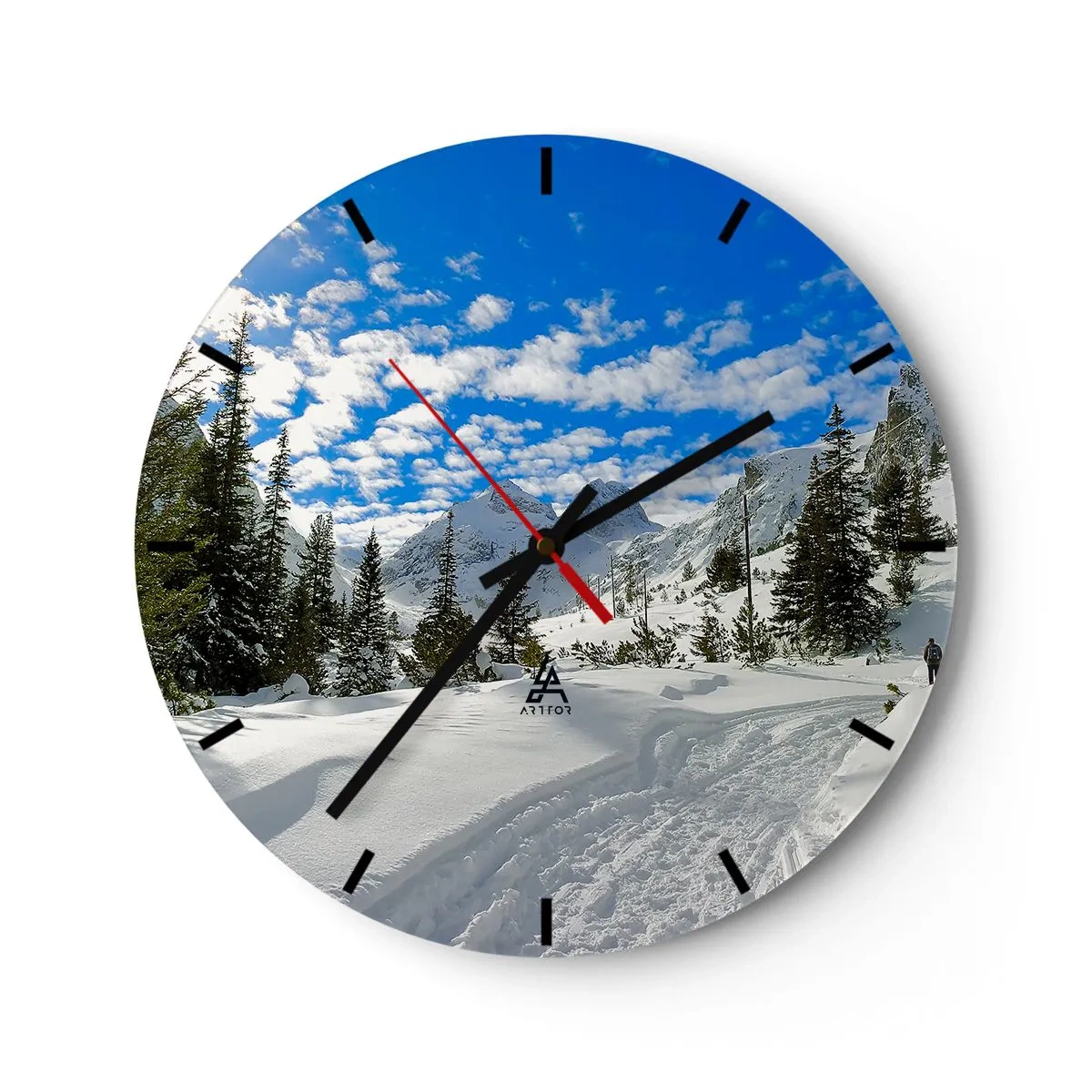 Horloge murale - Pendule murale - Dans la neige et au soleil - 40x40 cm