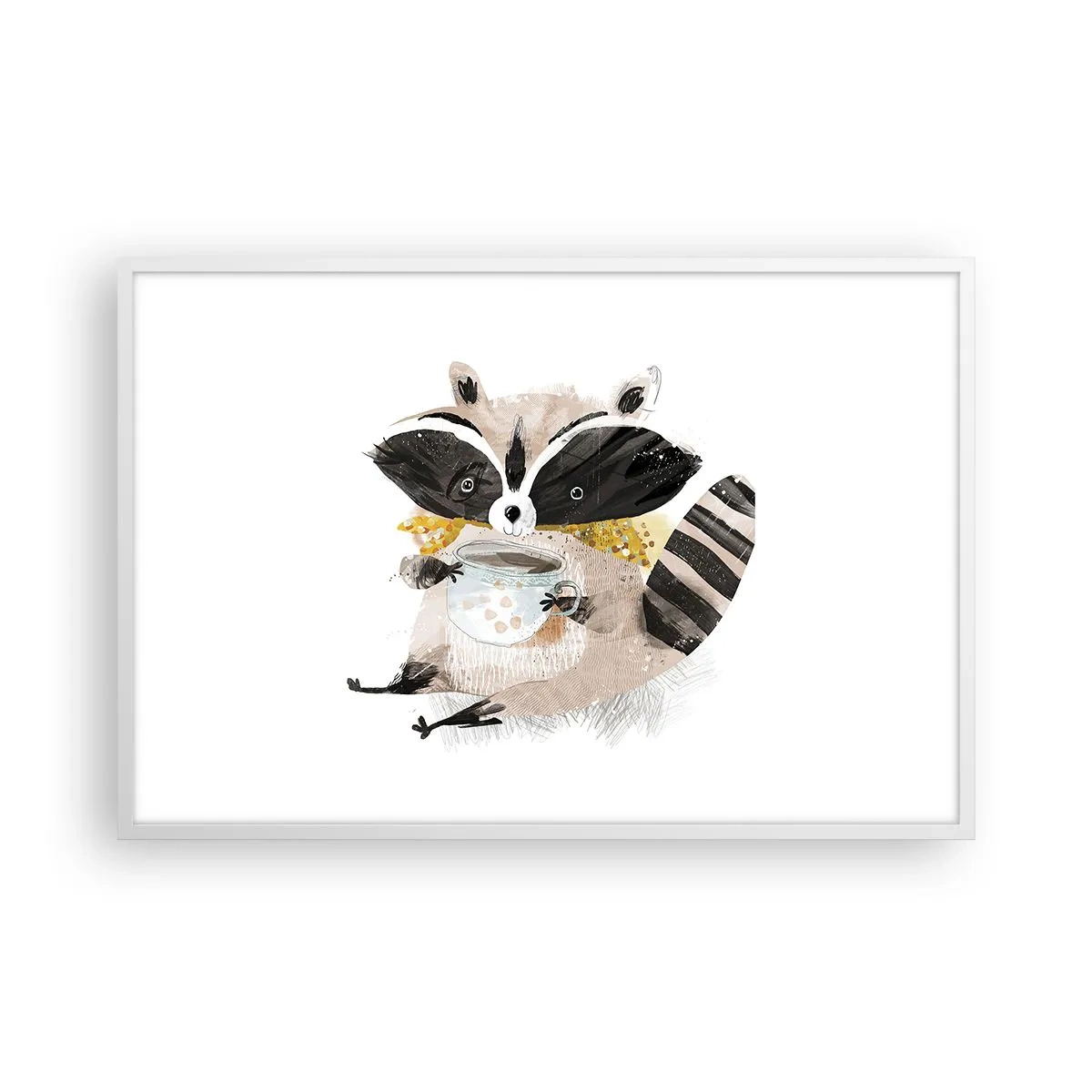 Affiche dans un cadre blanc - Poster - Mon ami le raton laveur - 91x61 cm
