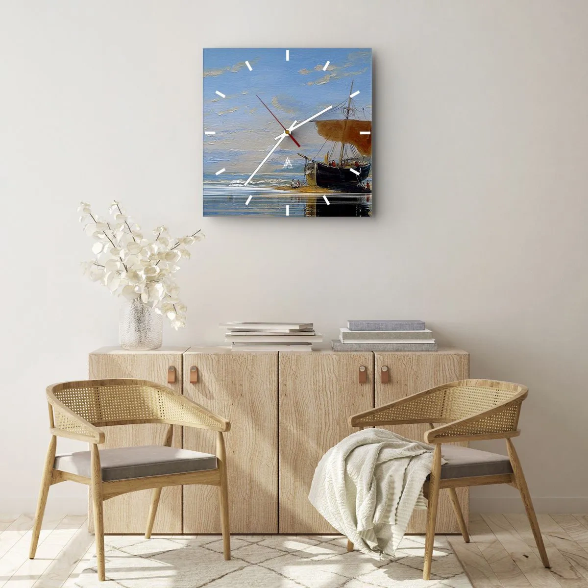 Horloge murale - Pendule murale - Eau, terre, air - 40x40 cm