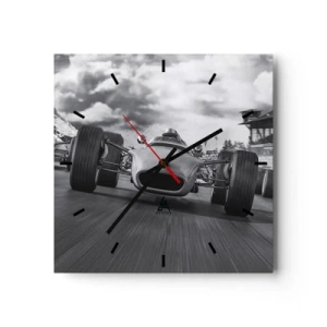Horloge murale - Pendule murale - Course de voitures classiques en mouvement - 30x30cm - Puissance! - Décoration murale moderne pour le salon et la chambre ARTTOR