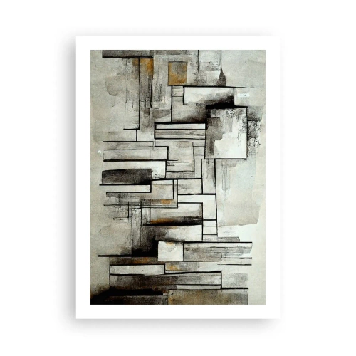 Affiche - Poster - Composition géométrique abstraite dans les tons de gris et de noir - 50x70cm - Le pouvoir de la simplicité - Décoration murale moderne pour le salon et la chambre ARTTOR
