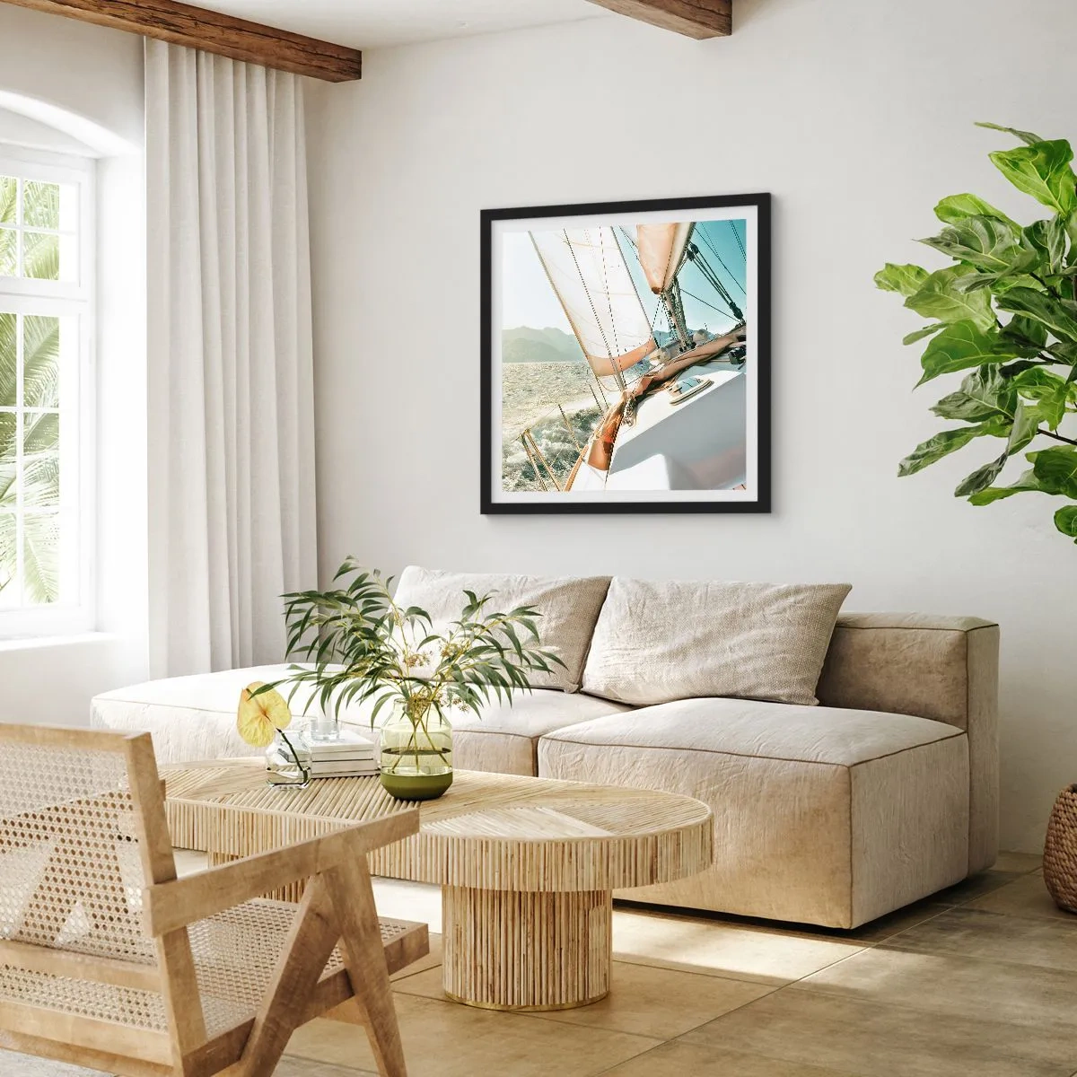 Affiche dans un cadre noir - Poster - Toutes voiles dehors - 50x50 cm