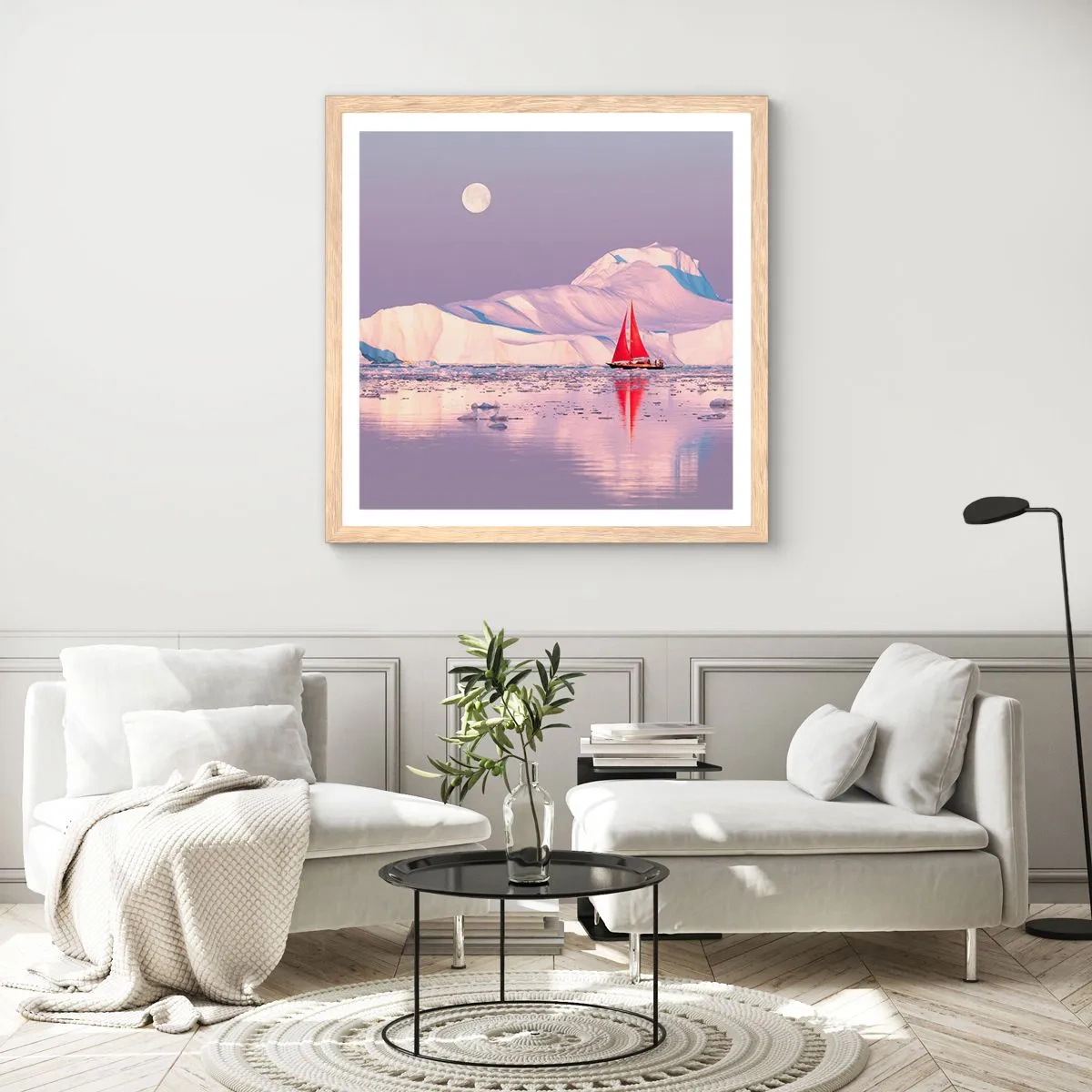 Affiche dans un chêne clair - Poster - La chaleur de la voile, le froid de la glace - 50x50 cm