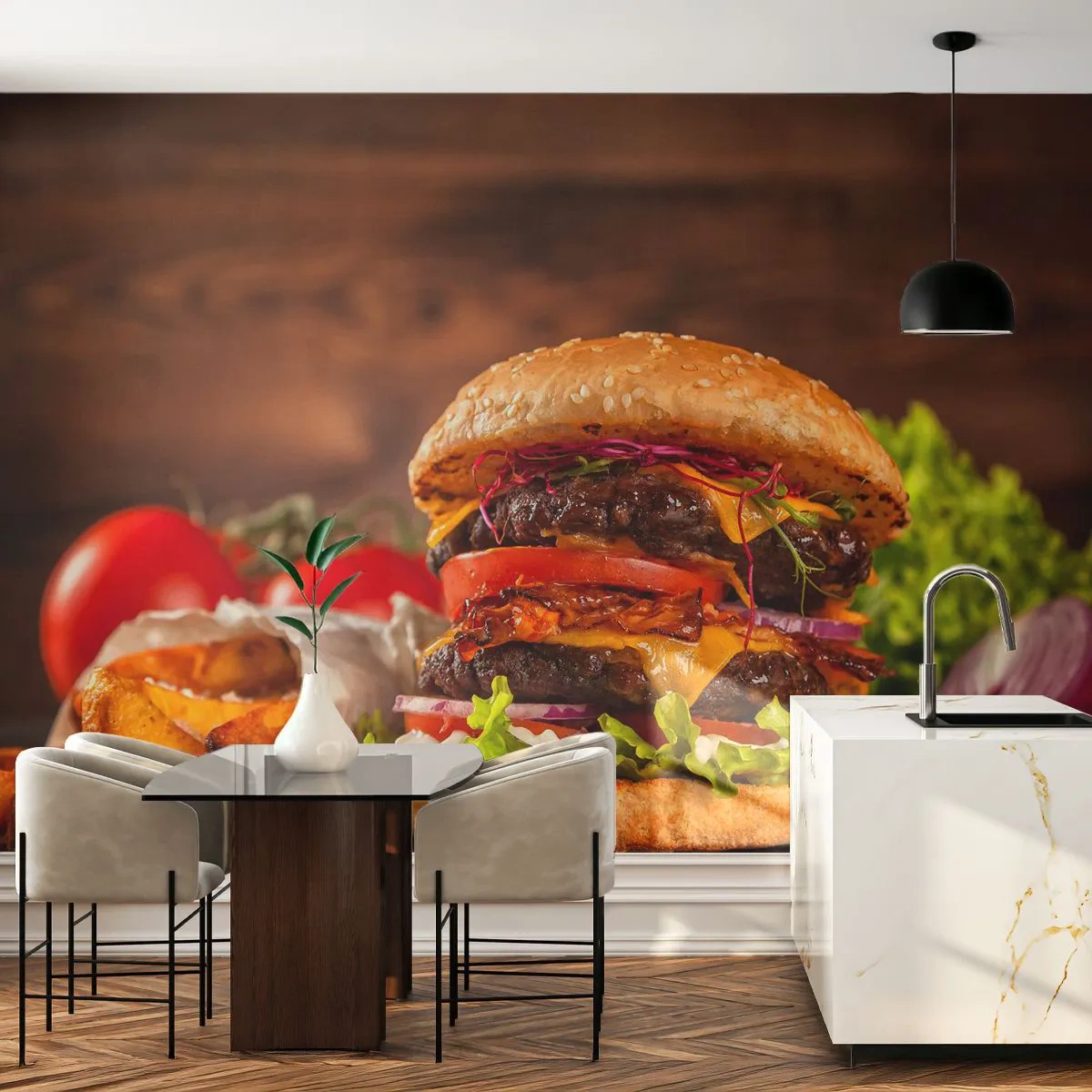 Papier Peint Autocollant Deluxe Sticker - Le fruit défendu - La gastronomie, Hamburger, Burger - 250x175 cm