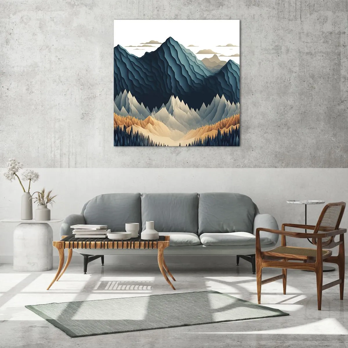 Impression sur verre - Image sur verre - Paysage de montagne parfait - 60x60 cm