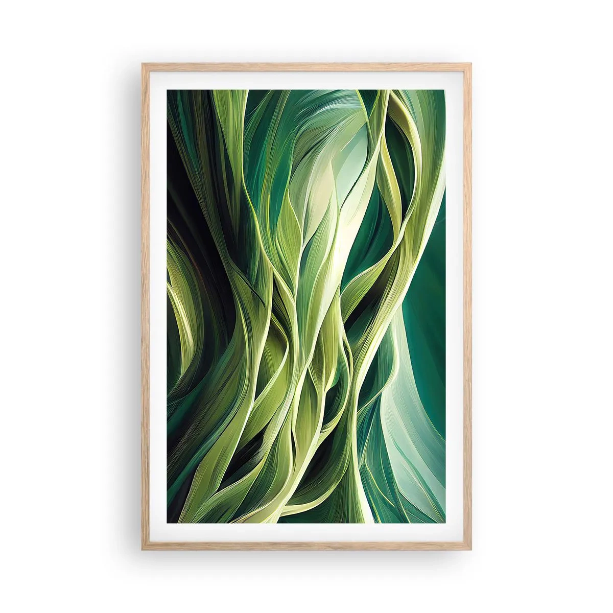 Affiche dans un chêne clair - Poster - Jeu de vert abstrait - 61x91 cm