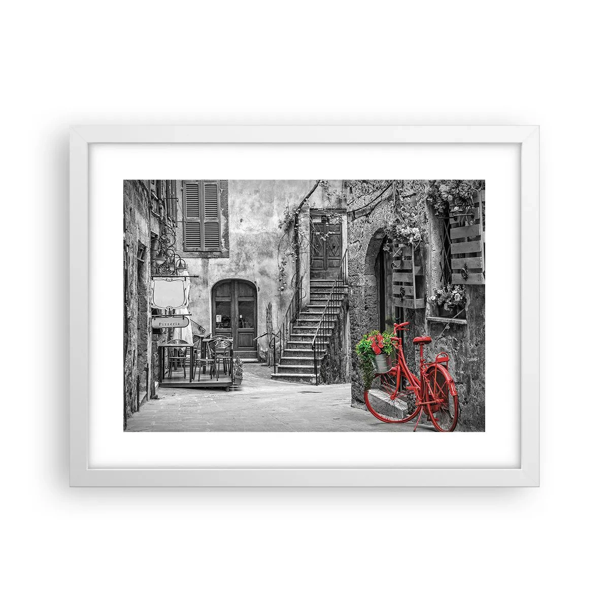 Affiche dans un cadre blanc - Poster - Ruelle toscane - 40x30 cm