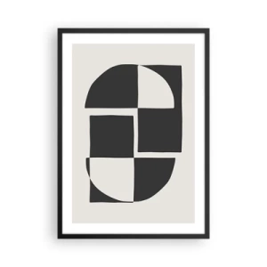Affiche dans un cadre noir - Poster - Composition géométrique en noir et blanc - 50x70cm - Antithèse - Synthèse - Décoration murale moderne pour le salon et la chambre ARTTOR