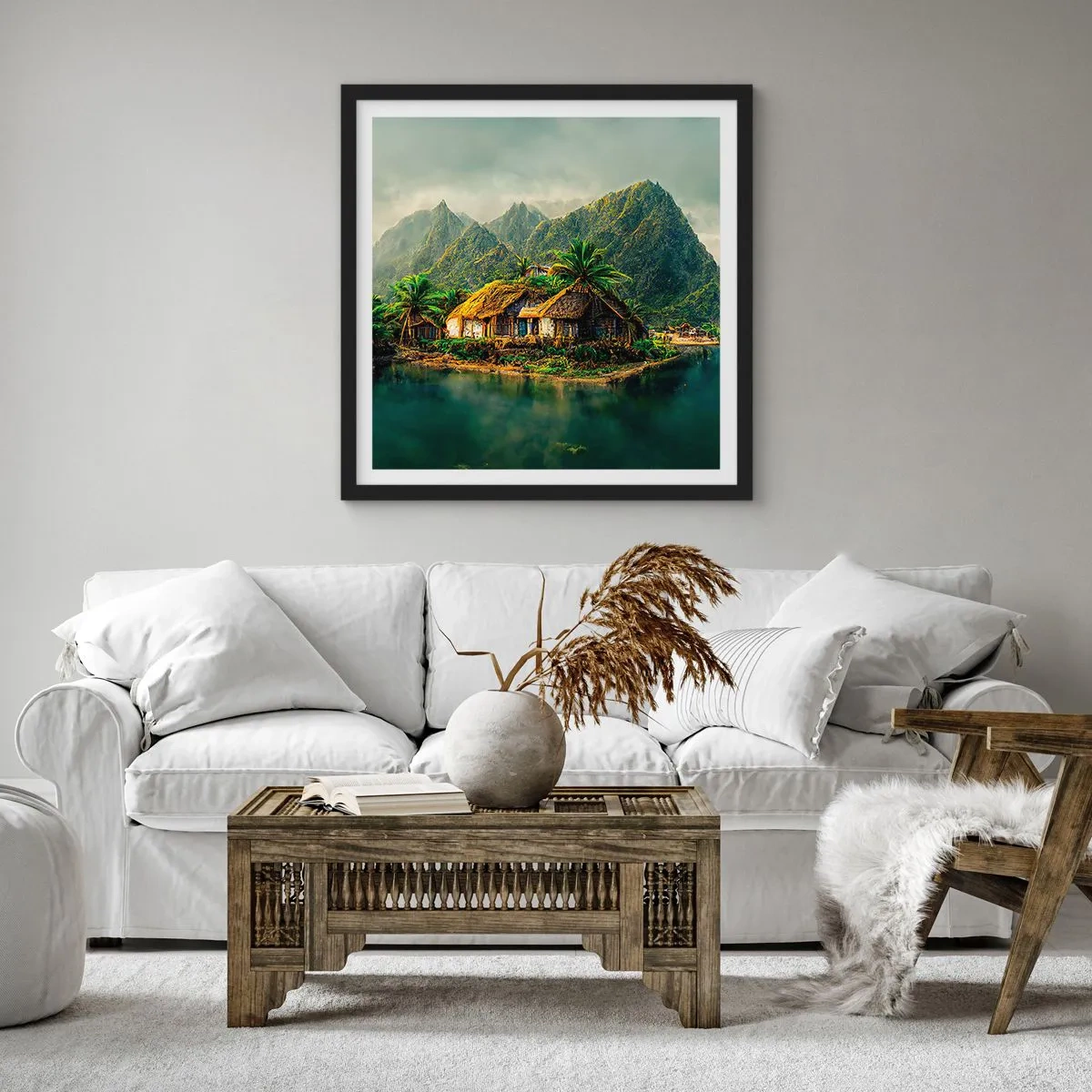 Affiche dans un cadre noir - Poster - Paradis tropical - 30x30 cm