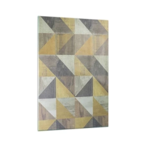 Impression sur verre - Image sur verre - Composition géométrique de triangles aux tons terreux - 70x100cm - Suivant l'angle du triangle - Décoration murale moderne pour le salon et la chambre ARTTOR