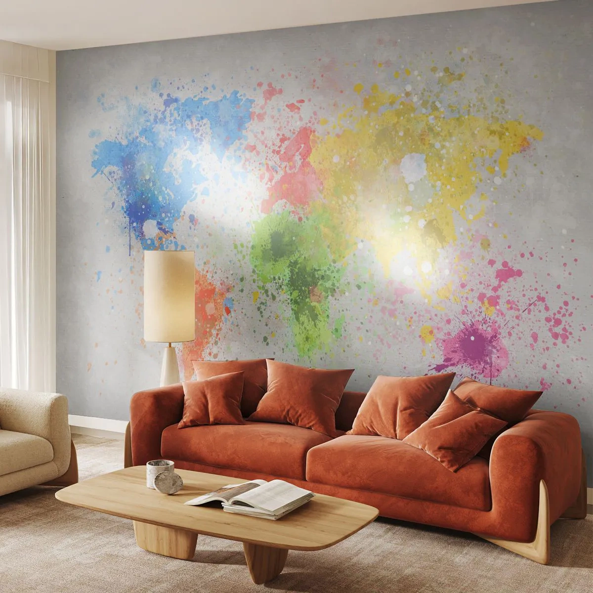 Papier Peint Autocollant Deluxe Sticker - Toutes les couleurs du monde - Carte du monde, Continents, Voyages - 450x315 cm