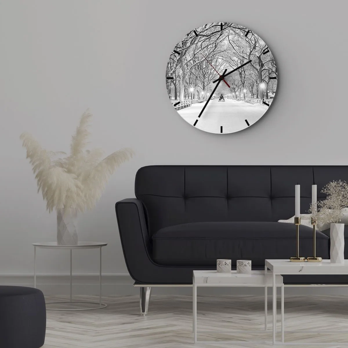 Horloge murale - Pendule murale - Les quatres saisons – l’hiver - 40x40 cm