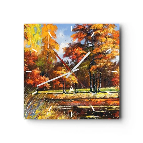 Horloge murale - Pendule murale - Paysage en or et bronze - 40x40 cm