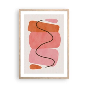 Affiche dans un chêne clair - Poster - mouvement doux des formes - 50x70 cm