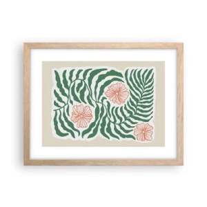 Affiche dans un chêne clair - Poster - Fleurit en vert - 40x30 cm