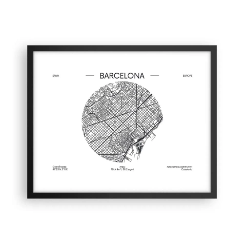 Affiche dans un cadre noir - Poster - Anatomie de Barcelone - 50x40 cm