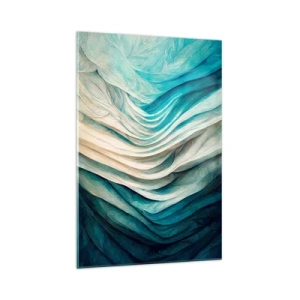 Impression sur verre - Image sur verre - Ondes dynamiques dans des tons de bleu et de blanc - 70x100cm - Insatiabilité bleue - Décoration murale moderne pour le salon et la chambre ARTTOR