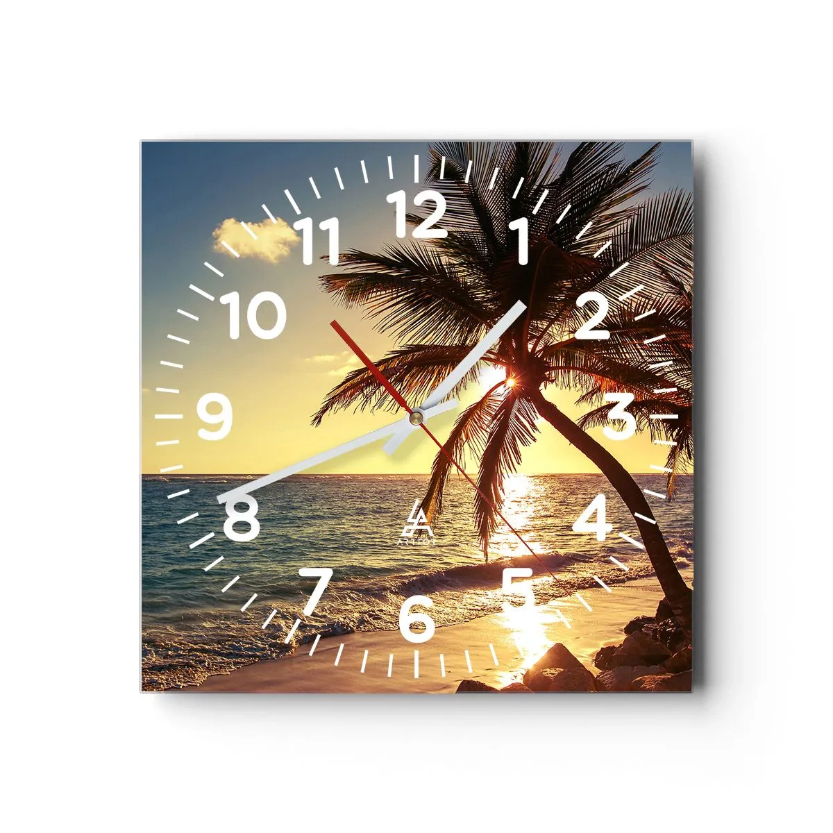 Horloge murale - Pendule murale - L'été sous les palmiers - 40x40 cm