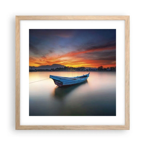 Affiche dans un chêne clair - Poster - Une bonne nuit arrive - 40x40 cm