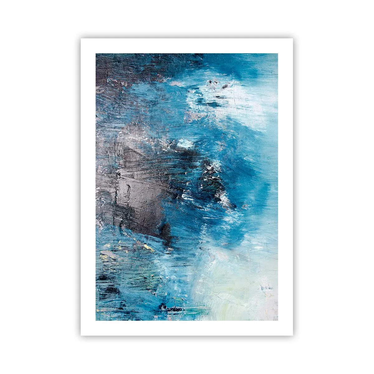 Affiche - Poster - Composition abstraite dans les tons de bleu - 50x70cm - Rhapsodie en bleu - Décoration murale moderne pour le salon et la chambre ARTTOR