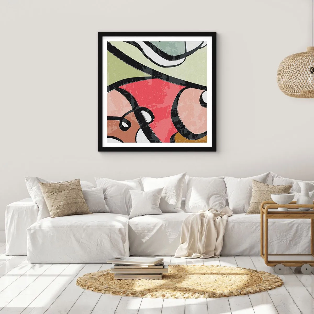 Affiche dans un cadre noir - Poster - Pirouettes parmi les couleurs - 40x40 cm