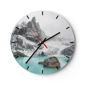 Horloge murale - Pendule murale - Paysage de montagne avec un lac turquoise - 30x30cm - Sur ses gardes - Décoration murale moderne pour le salon, la cuisine et la chambre ARTTOR