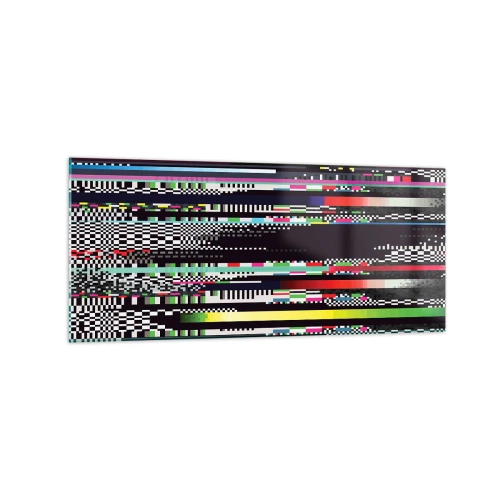 Impression sur verre - Image sur verre - Lignes et pixels colorés dans un style abstrait - 120x50cm - L'image de contrôle de la réalité - Décoration murale moderne pour le salon et la chambre ARTTOR