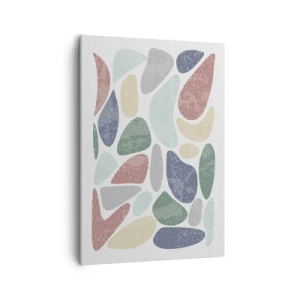 Impression sur toile - Image sur toile - Formes organiques colorées sur fond blanc - 50x70cm - Une mosaïque de couleurs poudrées - Décoration murale moderne pour le salon et la chambre ARTTOR