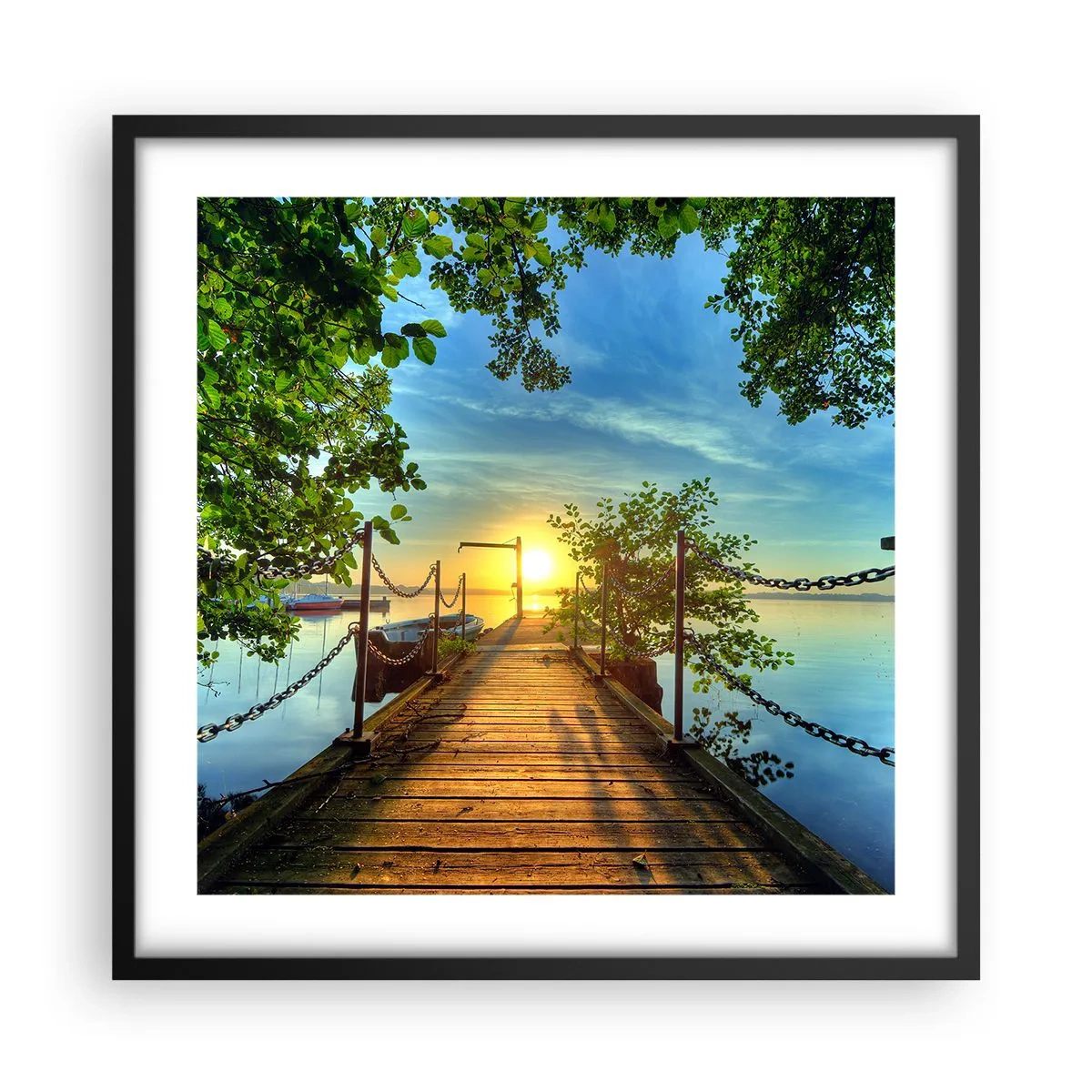 Affiche dans un cadre noir - Poster - L'ouest au-dessus de l'eau - 50x50 cm