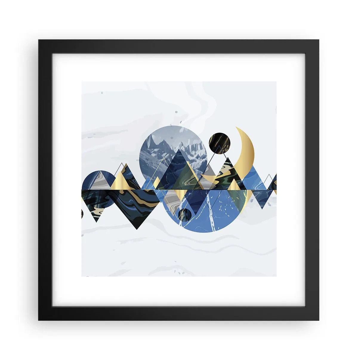Affiche dans un cadre noir - Poster - Paysage géométrique - 30x30 cm