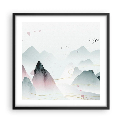 Affiche dans un cadre noir - Poster - Au-delà des sommets - 50x50 cm