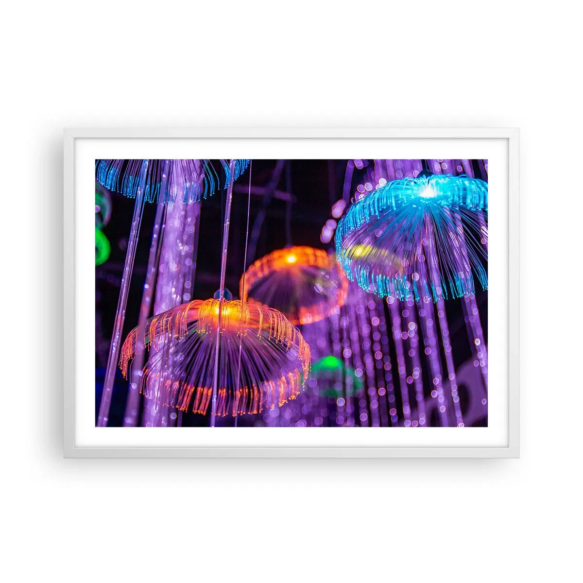 Affiche dans un cadre blanc - Poster - Fontaine lumineuse - 70x50 cm