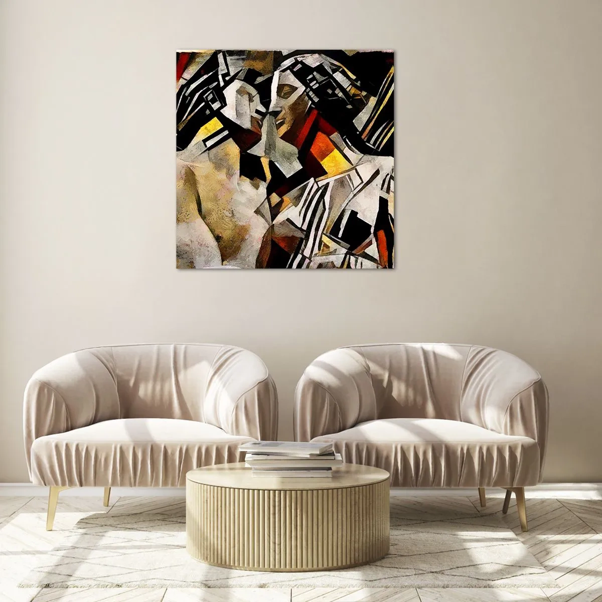 Impression sur verre - Image sur verre - Un baiser sculptural - 60x60 cm