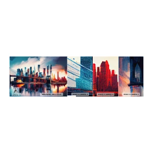 Échantillon de Papier Peint Autocollant Deluxe Sticker - New York onirique - Ville, Pont, Architecture - 100x30 cm