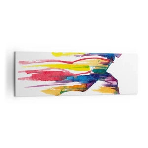 Impression sur toile - Image sur toile - Un coureur aux couleurs abstraites symbolisant le dynamisme et l'énergie - 160x50cm - Courir à travers l'arc-en-ciel - Décoration murale moderne pour le salon et la chambre ARTTOR