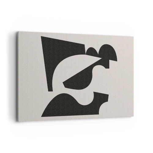 Impression sur toile - Image sur toile - Composition géométrique abstraite en noir et blanc - 100x70cm - À monter soi-même - Décoration murale moderne pour le salon et la chambre ARTTOR