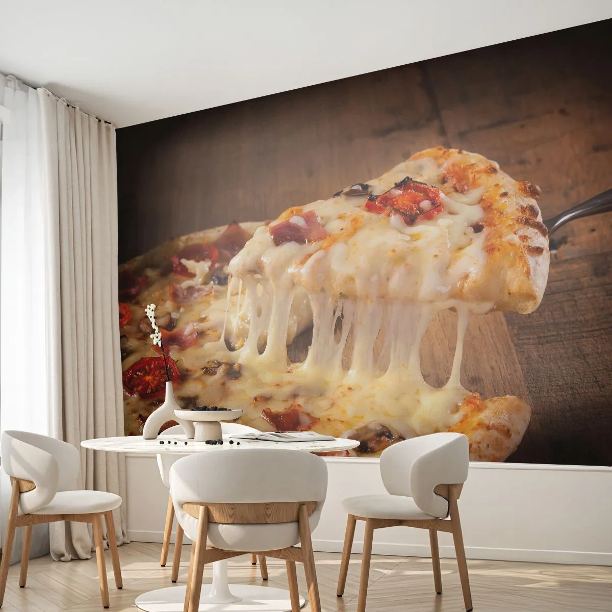 Papier Peint Photo Premium Sand - Un chef-d'œuvre de l'art italien - La gastronomie, Pizza, Italie - 200x140 cm