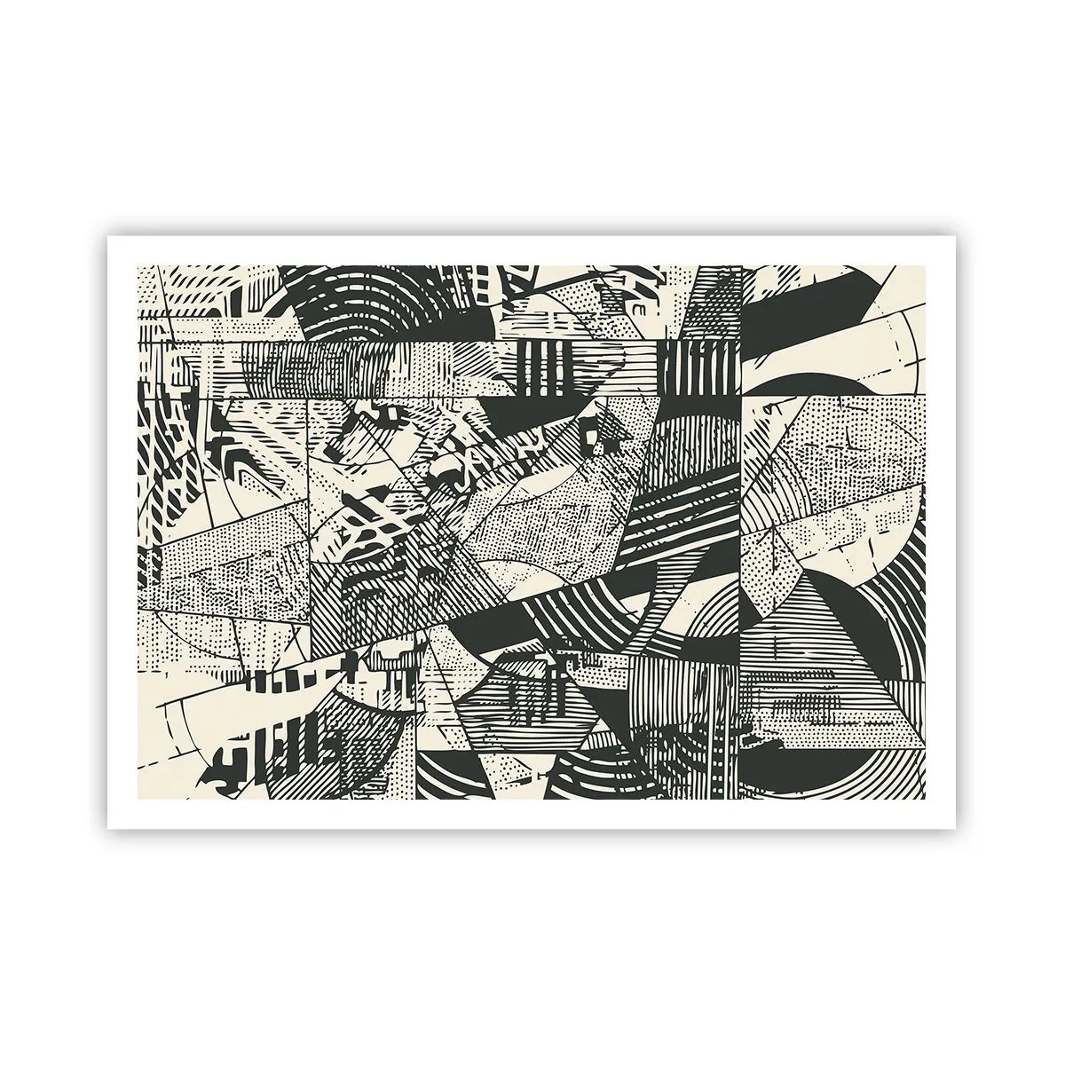 Affiche - Poster - Motifs géométriques abstraits dans des tons de vert sur fond clair - 100x70cm - Dynamique du modernisme - Décoration murale moderne pour le salon et la chambre ARTTOR