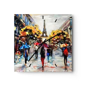 Horloge murale - Pendule murale - Une promenade d'automne à Paris avec vue sur la Tour Eiffel - 30x30cm - Particulièrement beau en automne - Décoration murale moderne pour le salon et la chambre ARTTOR