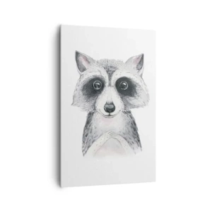 Impression sur toile - Image sur toile - Adorable portrait d'un raton laveur sur fond blanc - 80x120cm - Un moment pour s'émouvoir - Décoration murale moderne pour le salon et la chambre ARTTOR