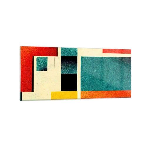 Impression sur verre - Image sur verre - Abstraction géométrique avec des rectangles et des carrés colorés - 120x50cm - Abstraction géométrique – bonne énergie - Décoration murale moderne pour le salon et la chambre ARTTOR