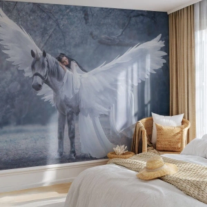 Papier Peint Photo Premium Sand - Un moment inspiré - Abstraction, Cheval, Femme - 200x140 cm