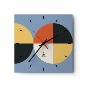 Horloge murale - Pendule murale - Cercles géométriques sur fond bleu - 30x30cm - Regarde et compte - Décoration murale moderne pour le salon et la chambre ARTTOR