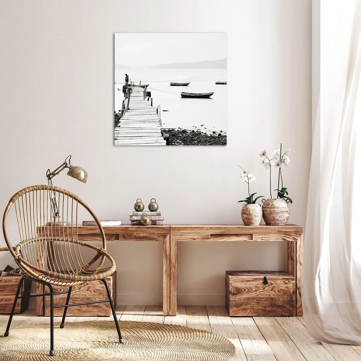 Impression sur toile - Image sur toile - Calme et propre au bord de l'eau - 70x70 cm